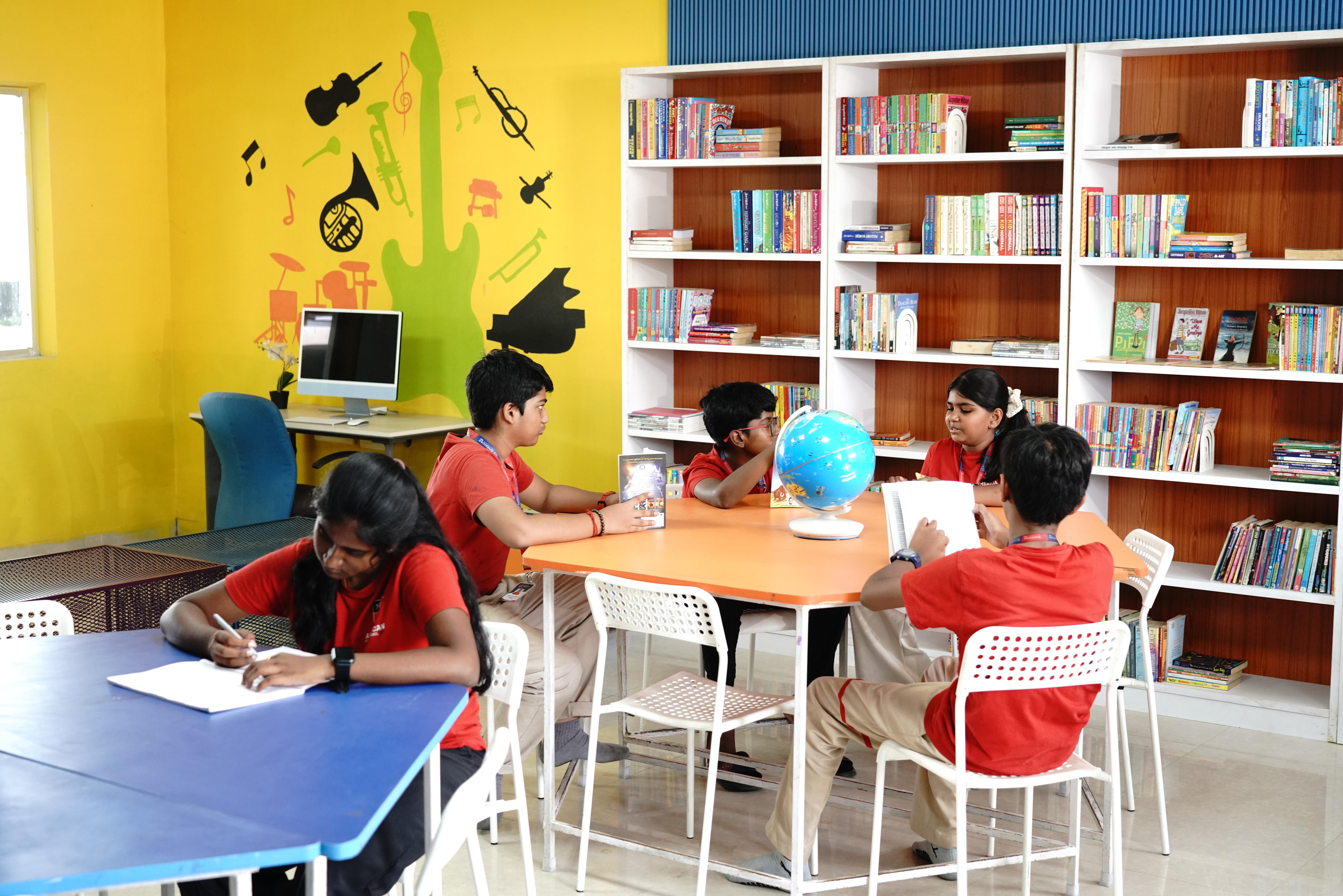 AWS students studying in library