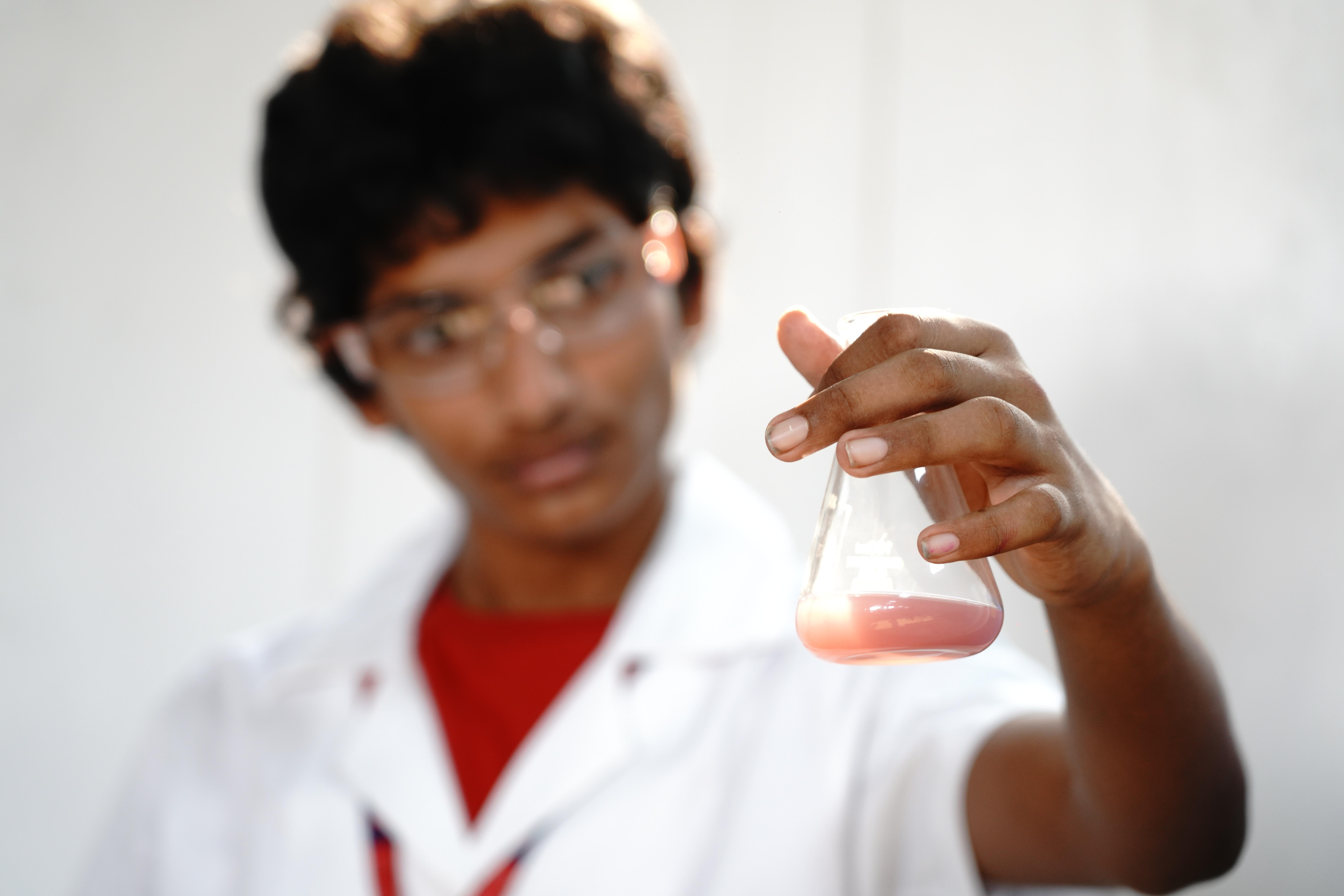 AWS student in science lab